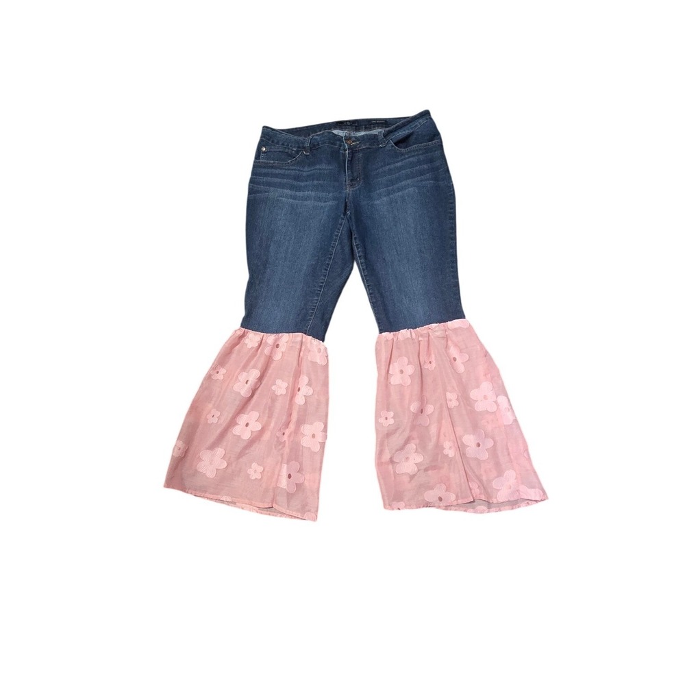Upcycled Jessica Simpson Flare Jeans Juniors Plus 18W  Bell Bottoms Boho Hippie